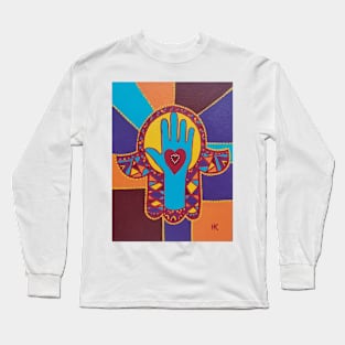 Healing Hand Hamsa by Harriette Knight Long Sleeve T-Shirt